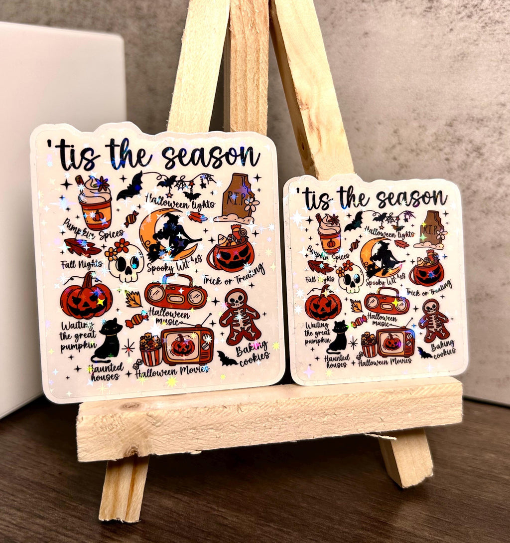 Holographic Halloween Stickers: Waterproof Spooky 'Tis the Season Decals