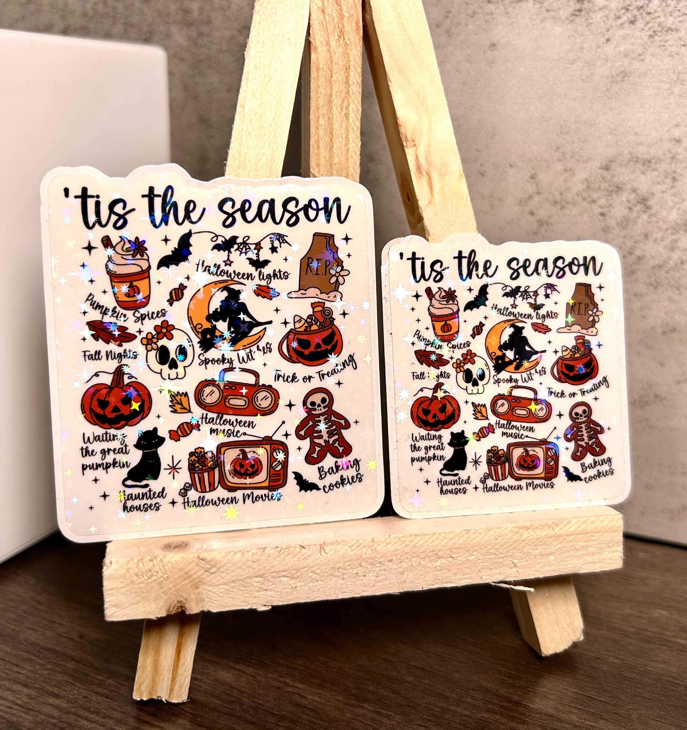 Holographic Halloween Stickers: Waterproof Spooky 'Tis the Season Decals