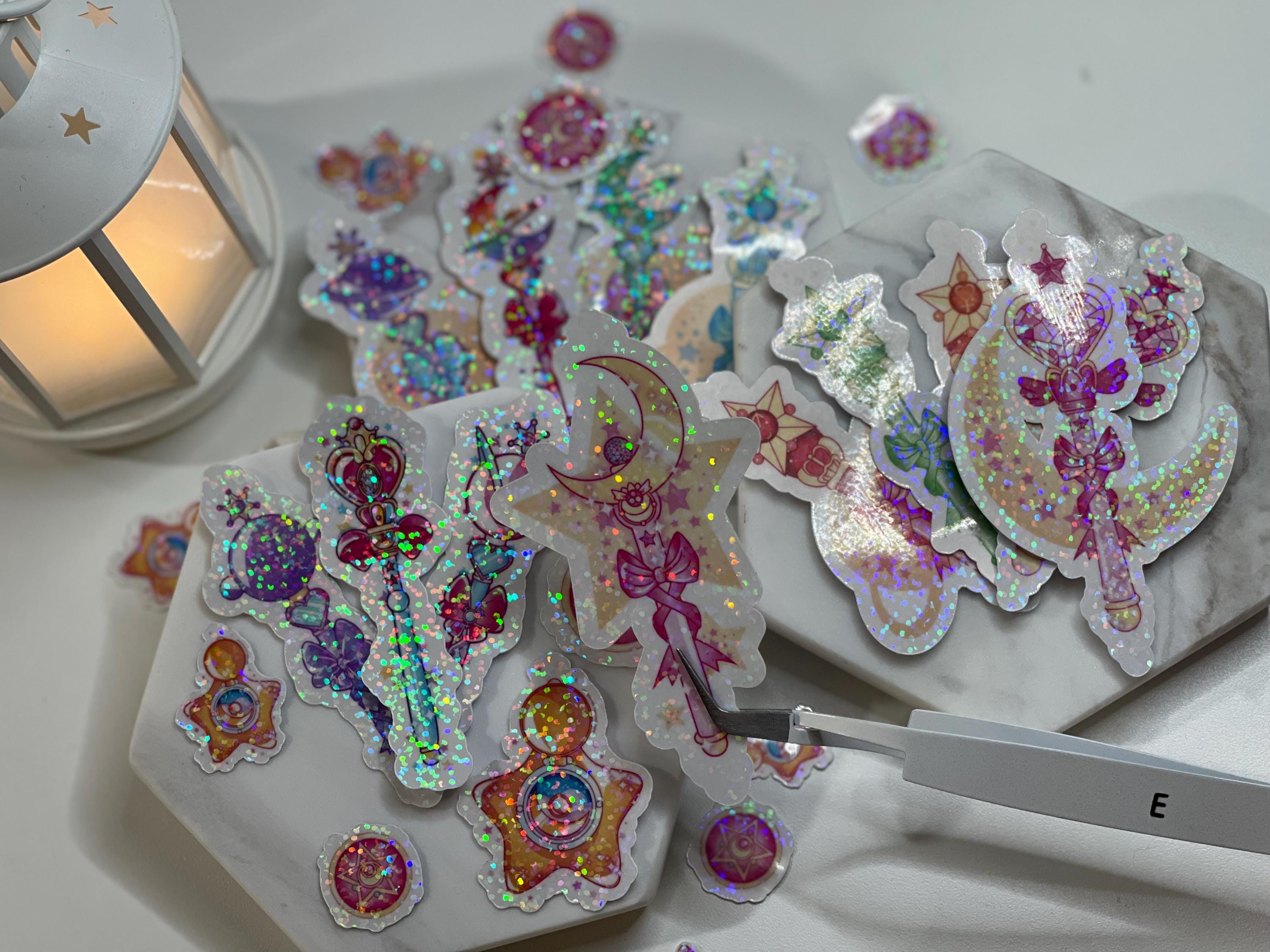 Sailor Moon Wand Sticker: Dot Holographic Kawaii Die-Cut