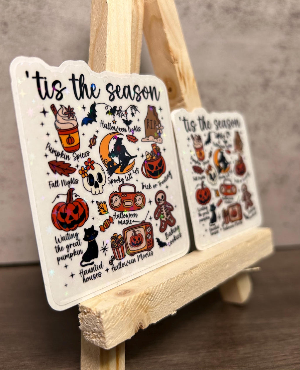 Holographic Halloween Stickers: Waterproof Spooky 'Tis the Season Decals