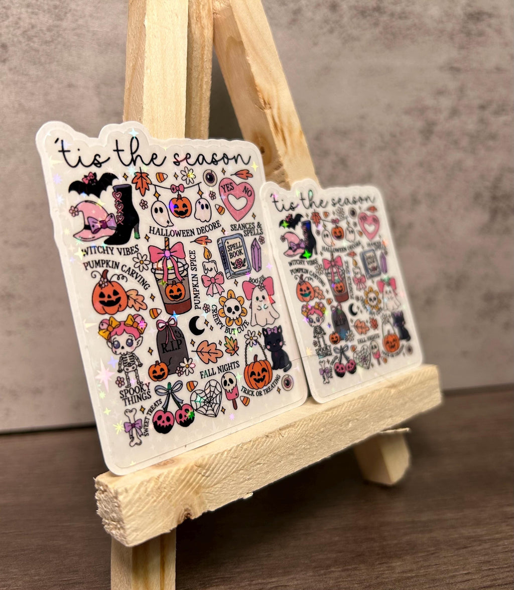 Holographic Halloween Stickers: Waterproof Spooky 'Tis the Season Decals