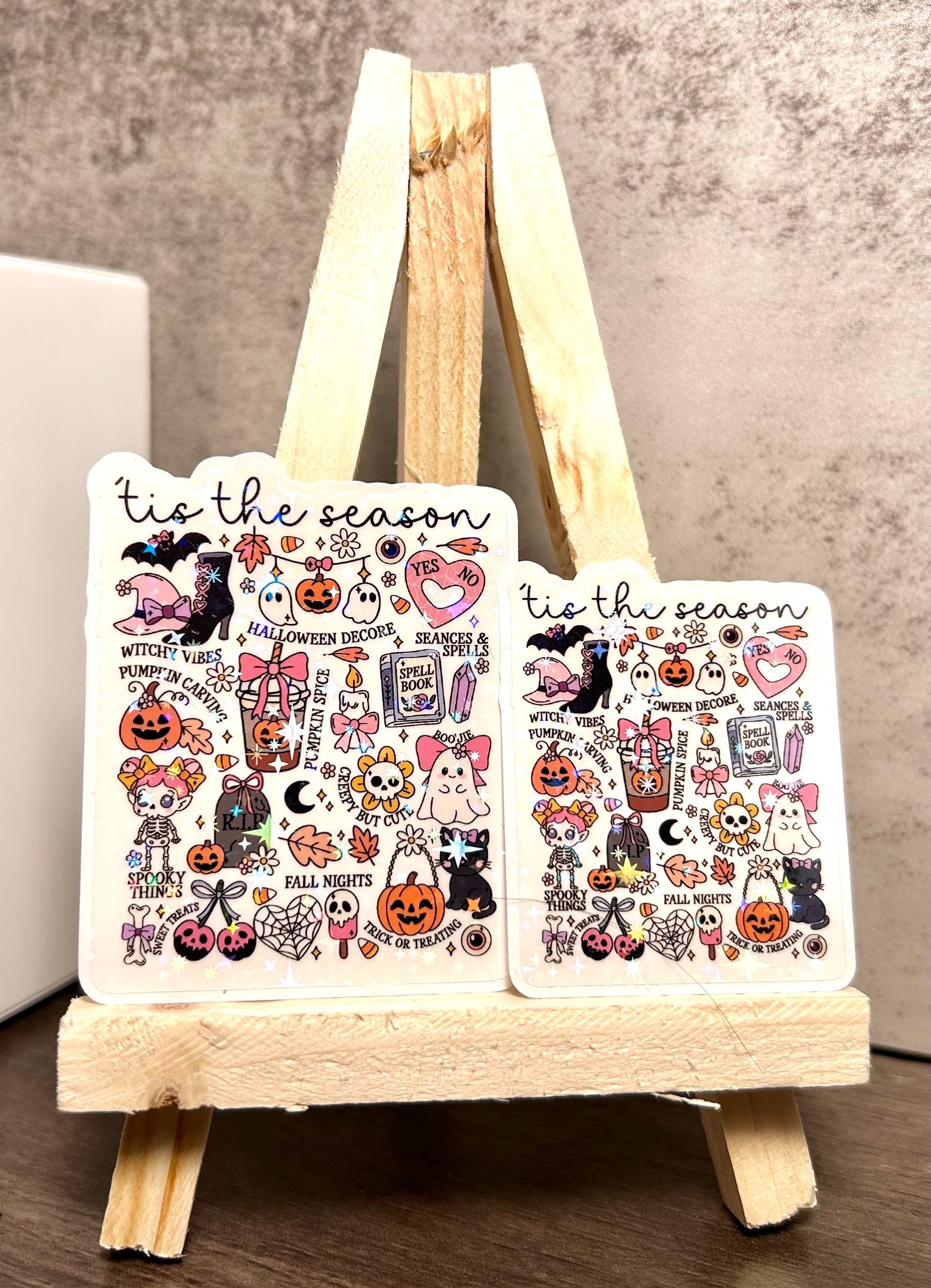 Holographic Halloween Stickers: Waterproof Spooky 'Tis the Season Decals
