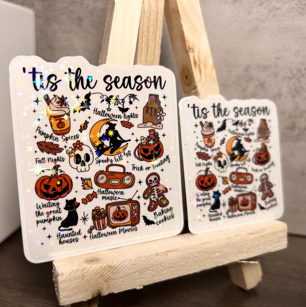Holographic Halloween Stickers: Waterproof Spooky 'Tis the Season Decals