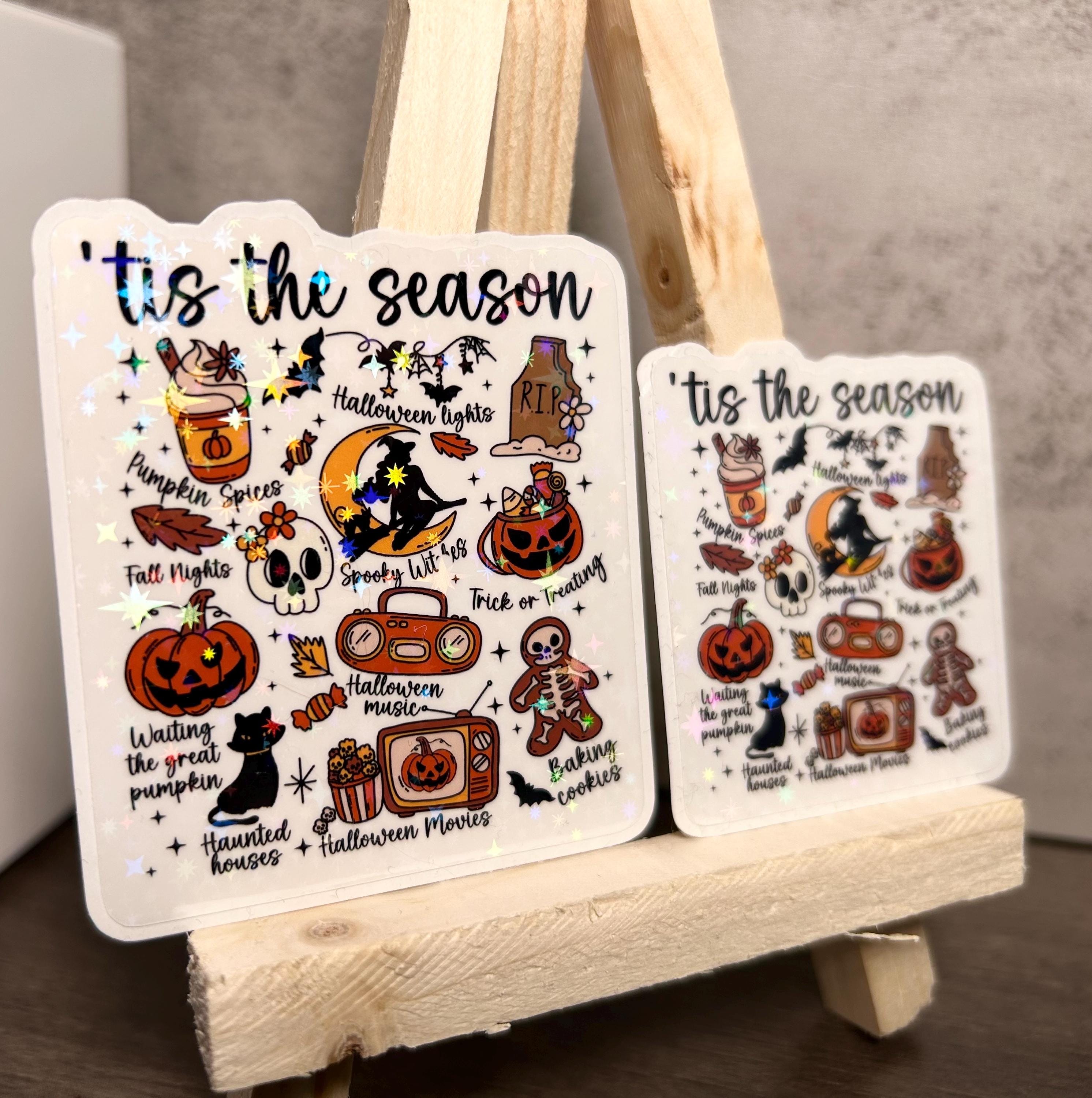 Holographic Halloween Stickers: Waterproof Spooky 'Tis the Season Decals