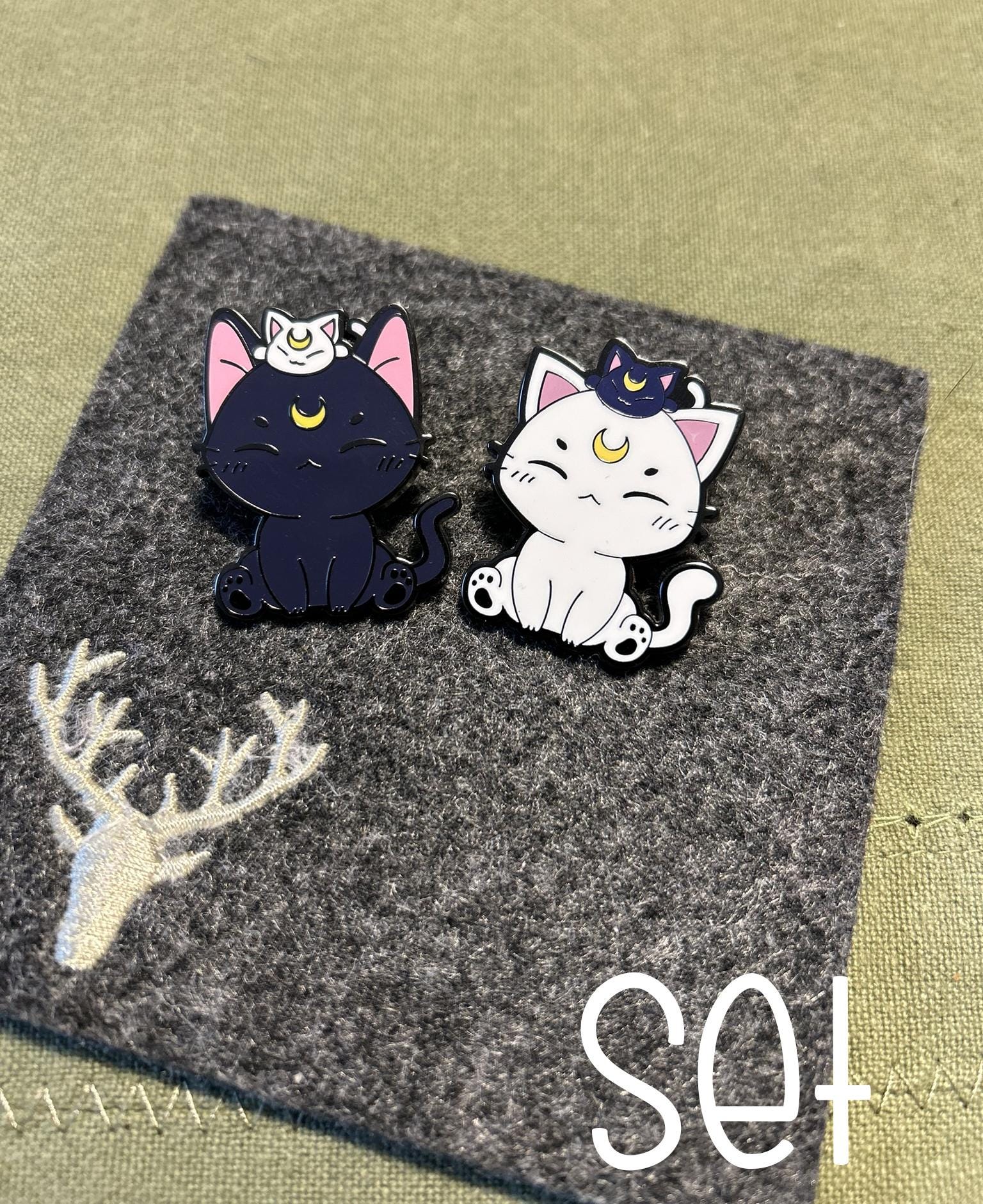 LUNA & ARTEMIS ENAMEL PIN SET — MAGICAL GIRL GUARDIAN CATS