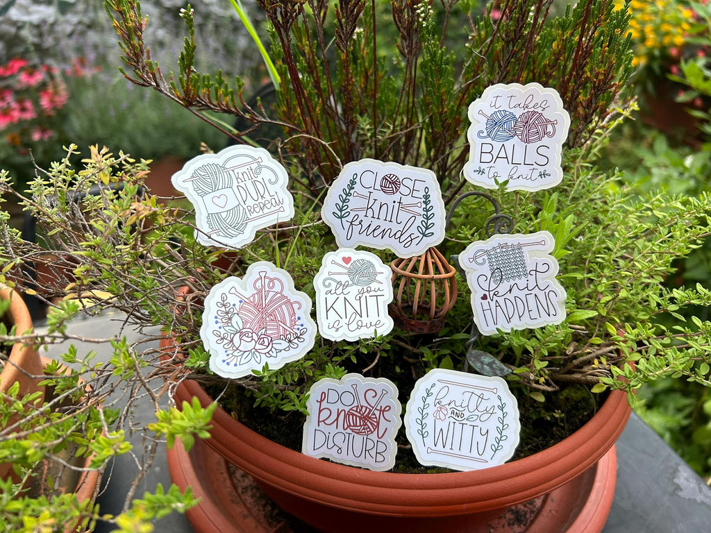 Knitting Stickers - Set of 8 Waterproof Yarn Stickers