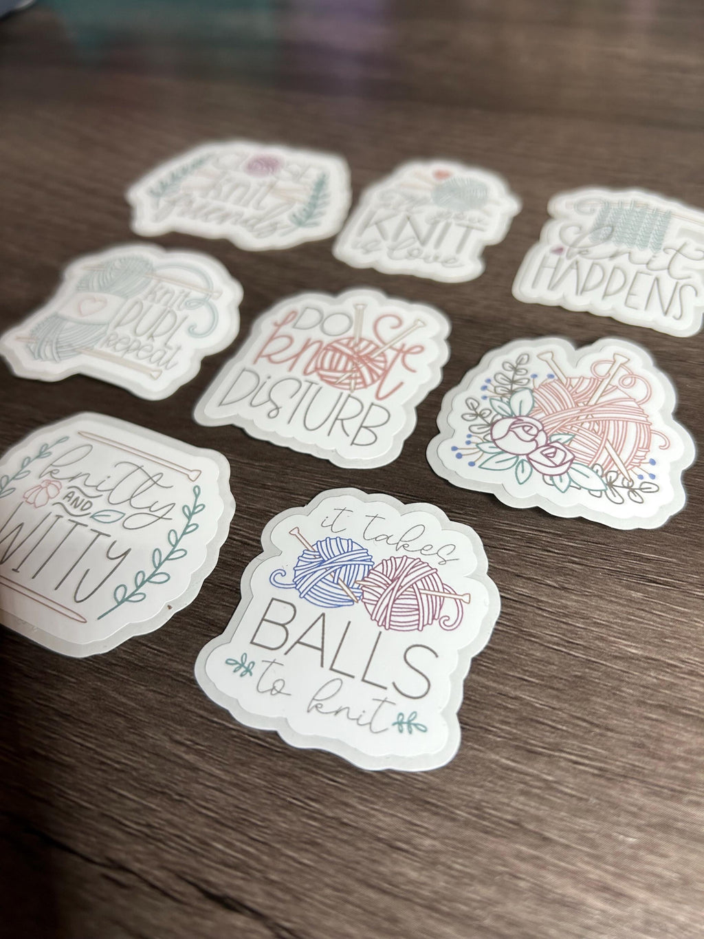 Knitting Stickers - Set of 8 Waterproof Yarn Stickers