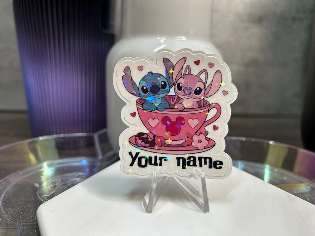 STITCH & ANGEL PERSONALIZED HOLOGRAPHIC STICKER