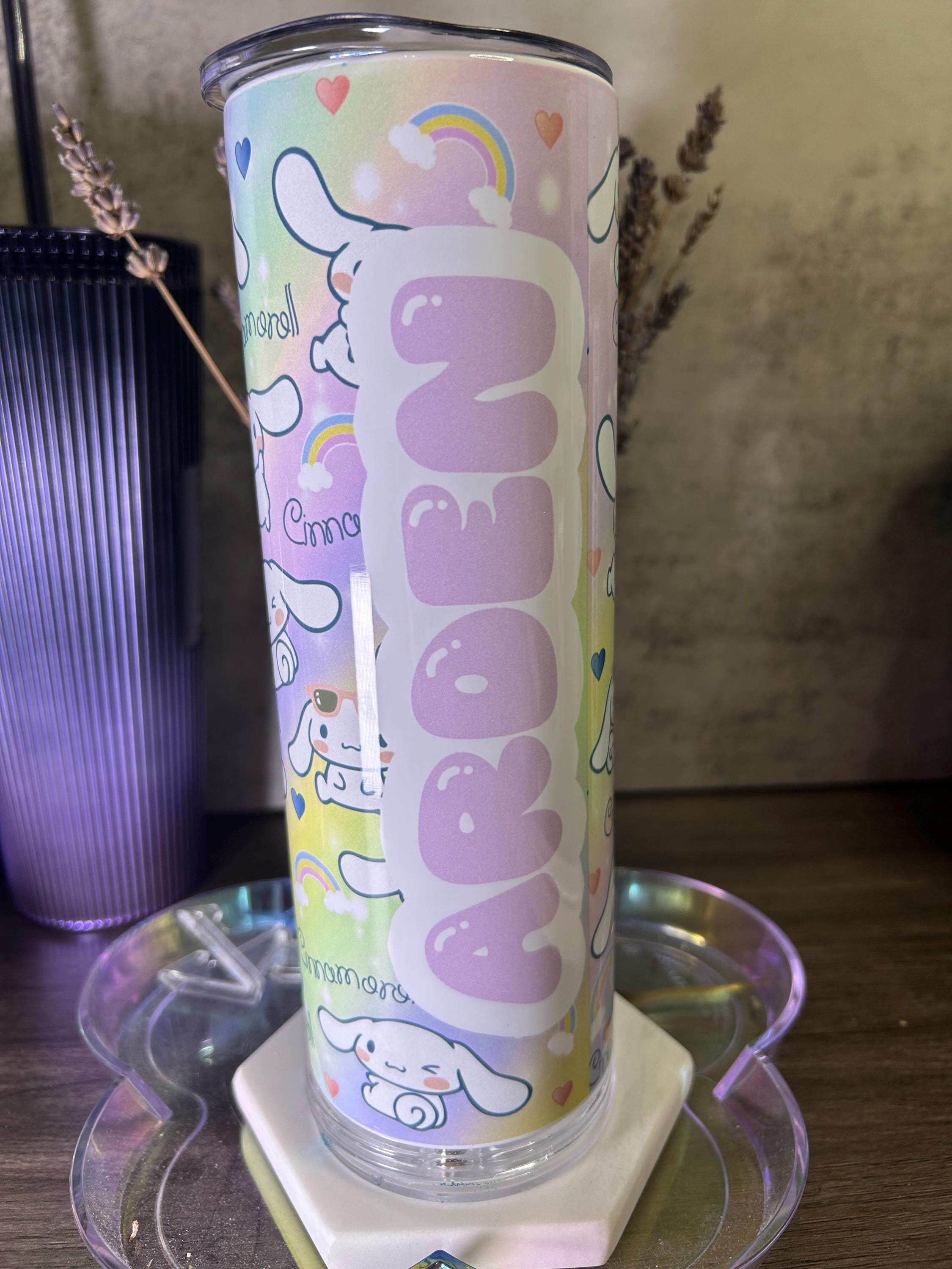 Personalized Cinnamoroll Tumbler 20oz | Custom Sanrio Skinny Tumbler | Kawaii Stainless Steel Travel Cup | Cute Anime Gift