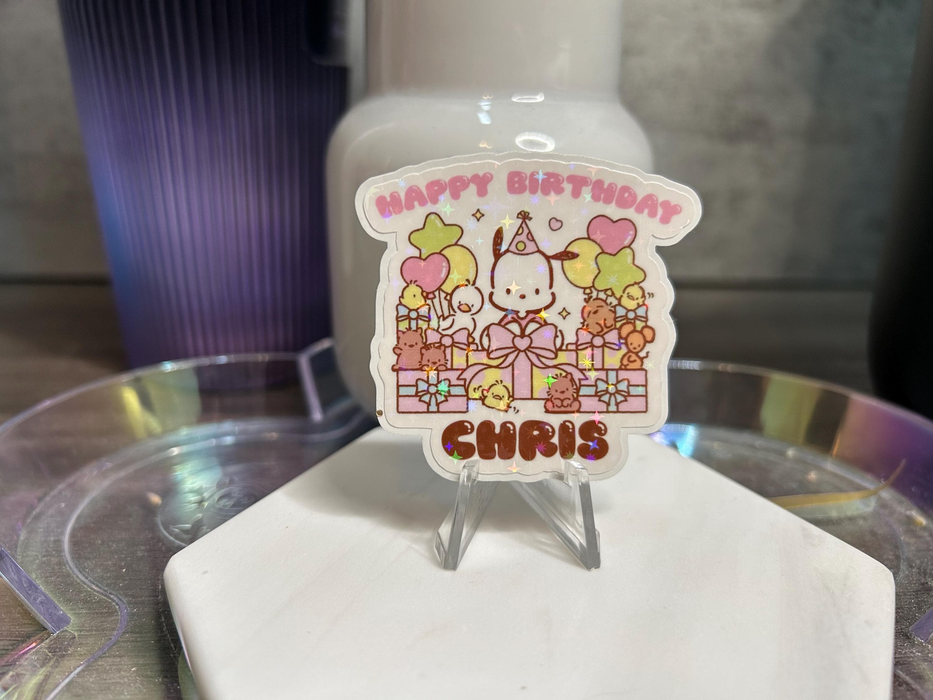 Personalized Pochacco Birthday Sticker