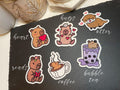 Capybara & Otter Waterproof Sticker: Coffee, Bubble Tea, Book