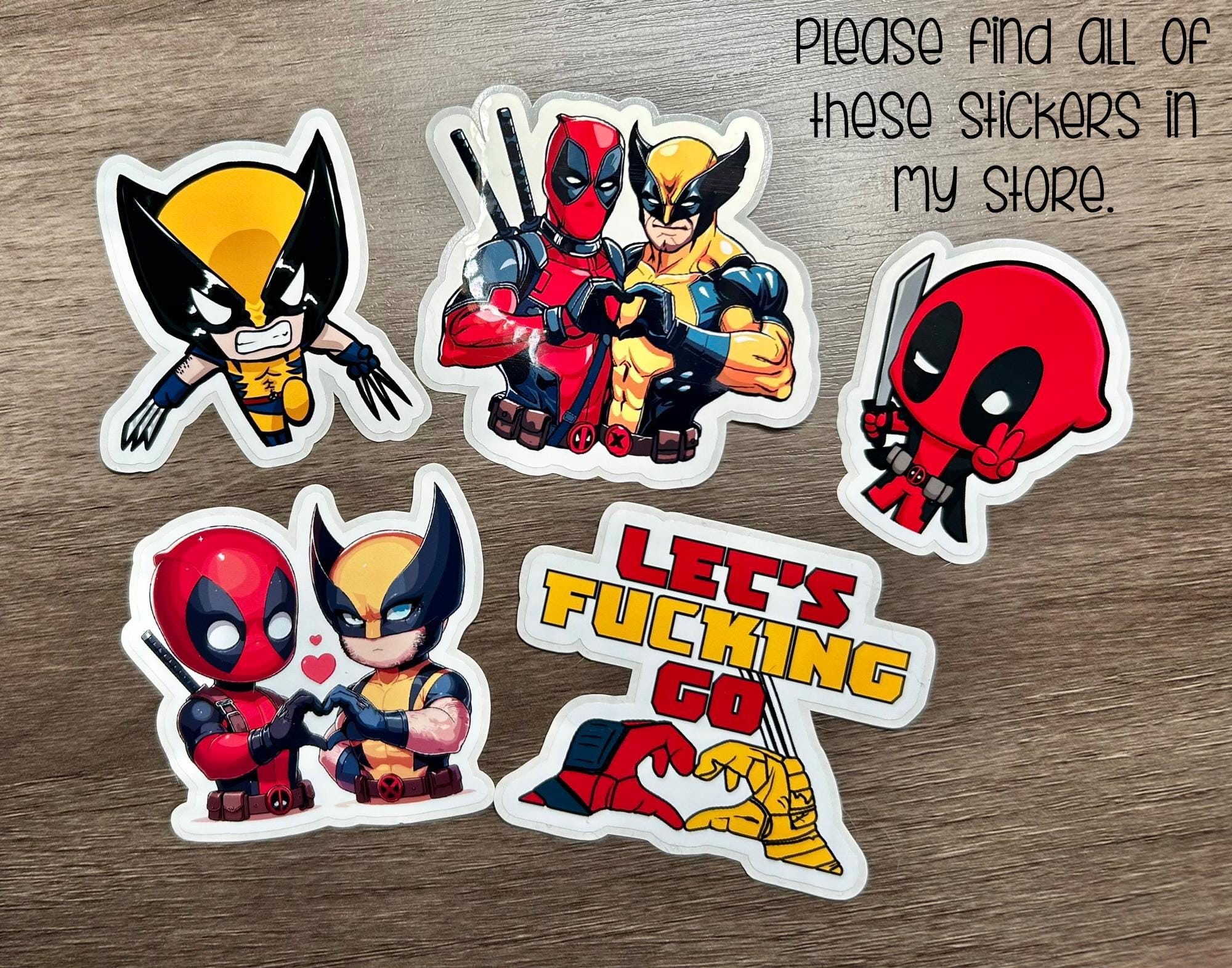 CHIBI DEADPOOL & WOLVERINE HEART STICKER