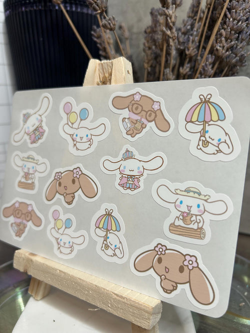 CINNAMOROLL & MOCHA STICKER SHEET — MATTE FINISH