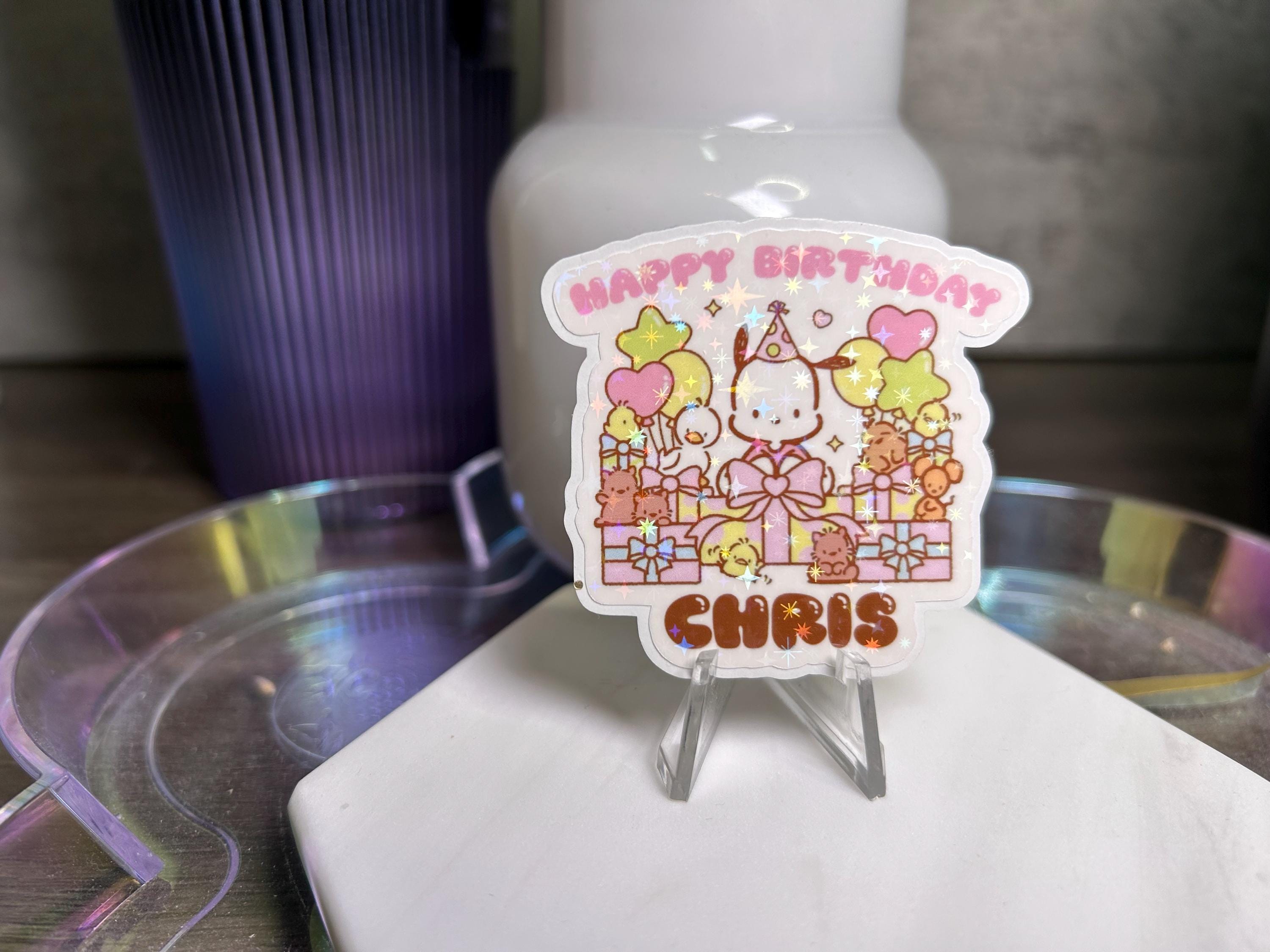 Personalized Pochacco Birthday Sticker