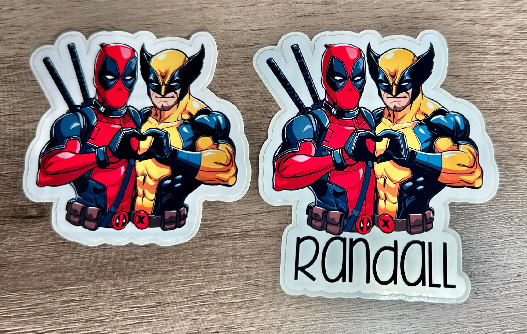 CHIBI DEADPOOL & WOLVERINE HEART STICKER
