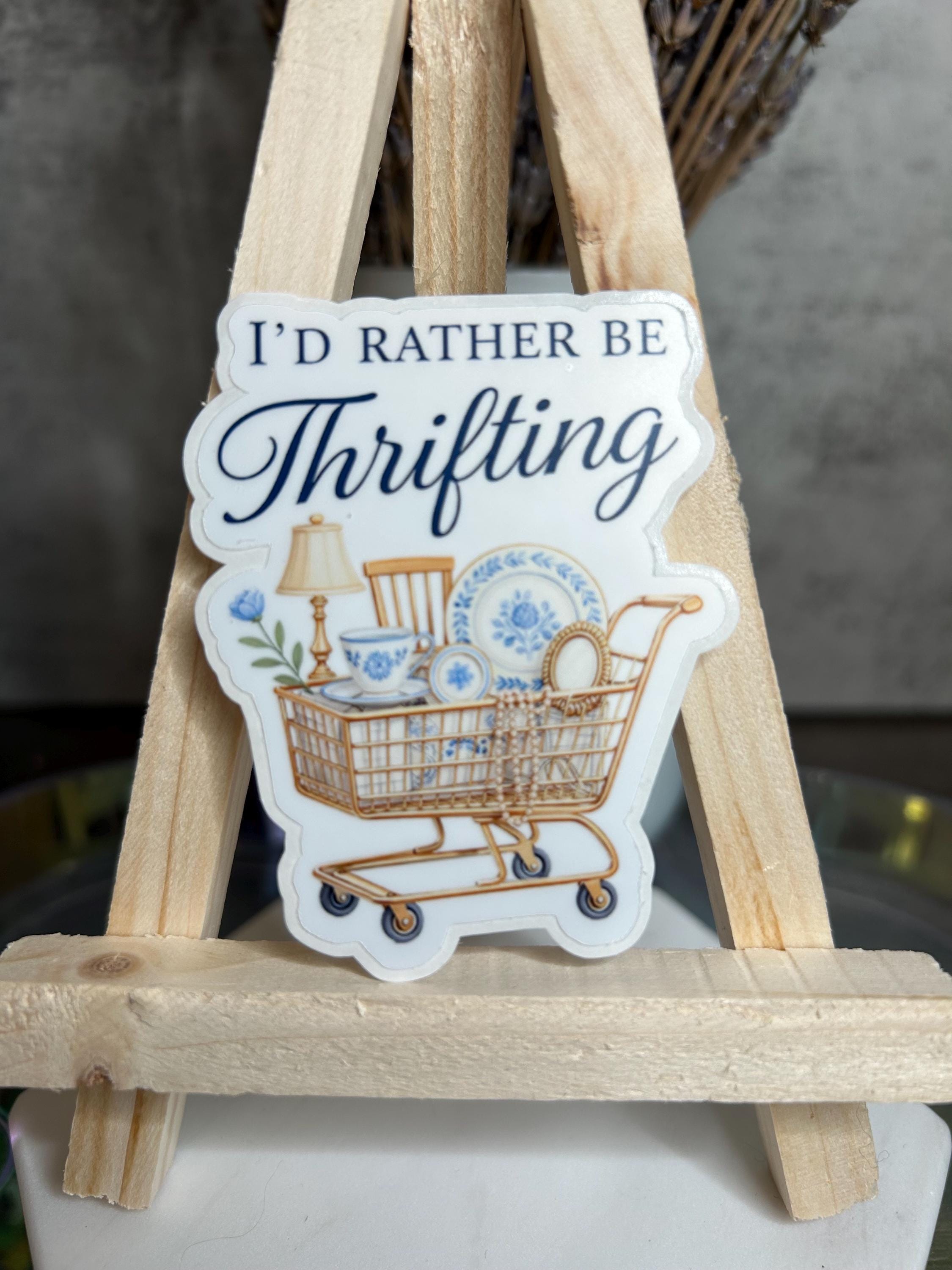 Thrifting Treasures Sticker | Cottagecore Vintage Shopping Cart