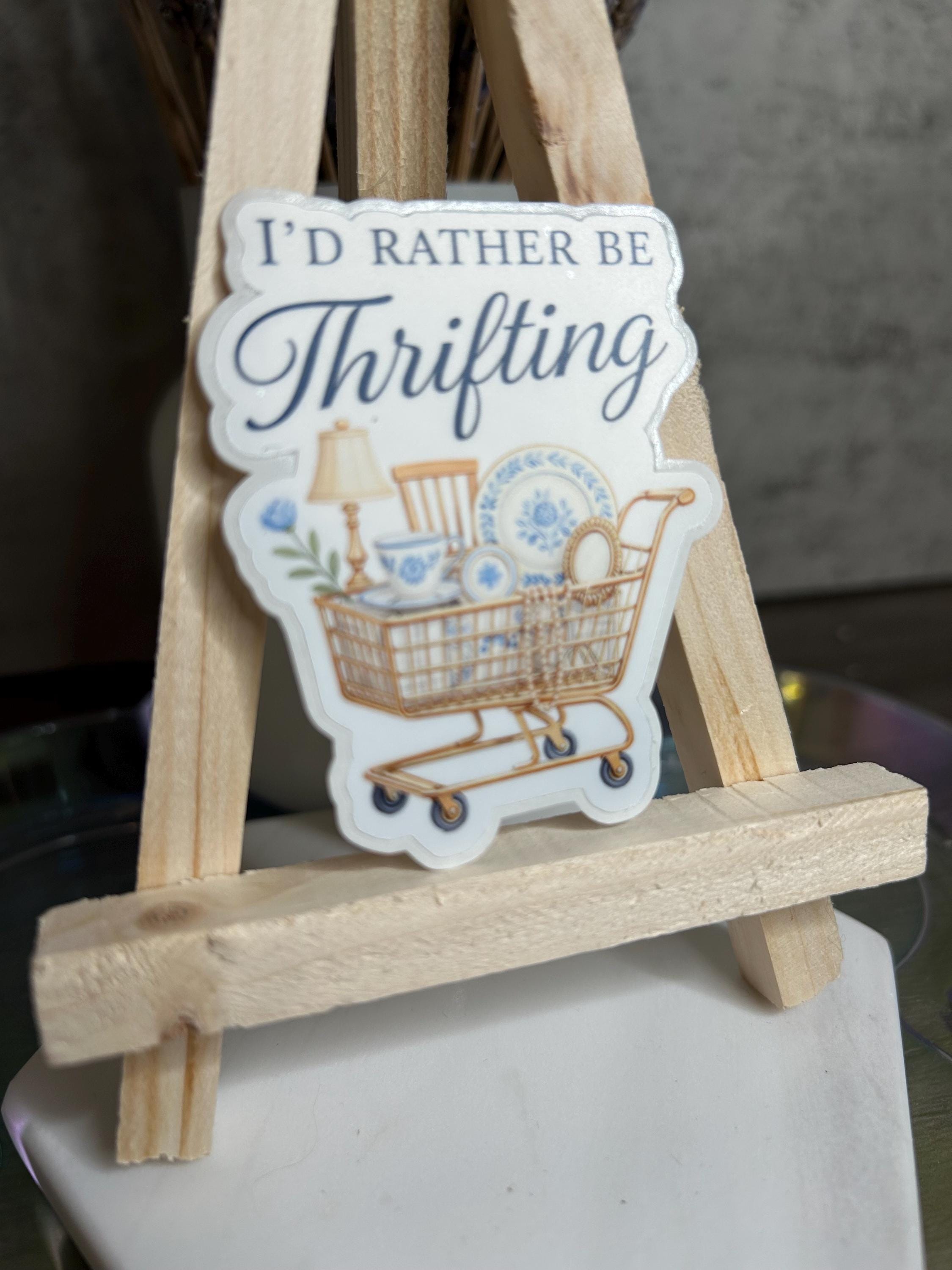 Thrifting Treasures Sticker | Cottagecore Vintage Shopping Cart