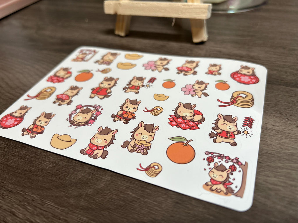 LUNAR NEW YEAR KAWAII HORSE STICKER SHEET — YEAR OF THE HORSE