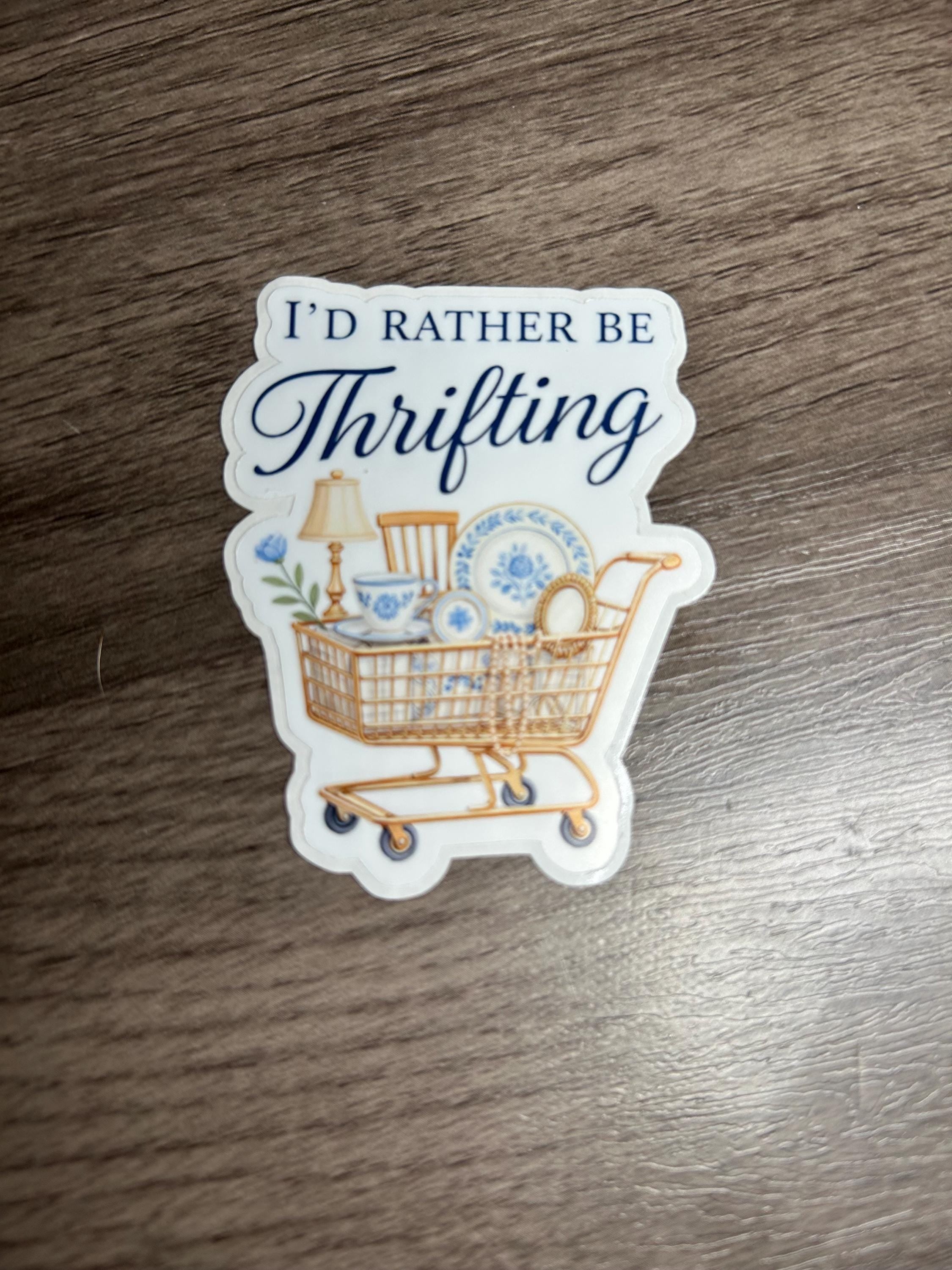 Thrifting Treasures Sticker | Cottagecore Vintage Shopping Cart
